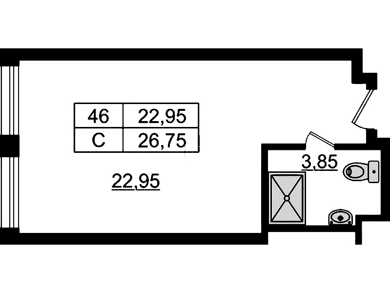 Квартира студия 26.93 м², 8/9 эт., Апарт-отель «Апарт отель Well»